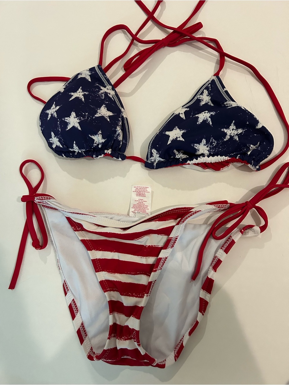 Xhilaration Red White Blue Star & Stripe Triangle Bikini